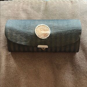 Fendi Striped Black and Tan eyeglasses case